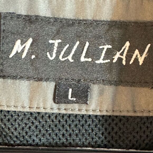 M. Julian Jacket Mens Size Large Bomber zip up Gray Y2K 90”s pockets Long Sleeve - Picture 8 of 10